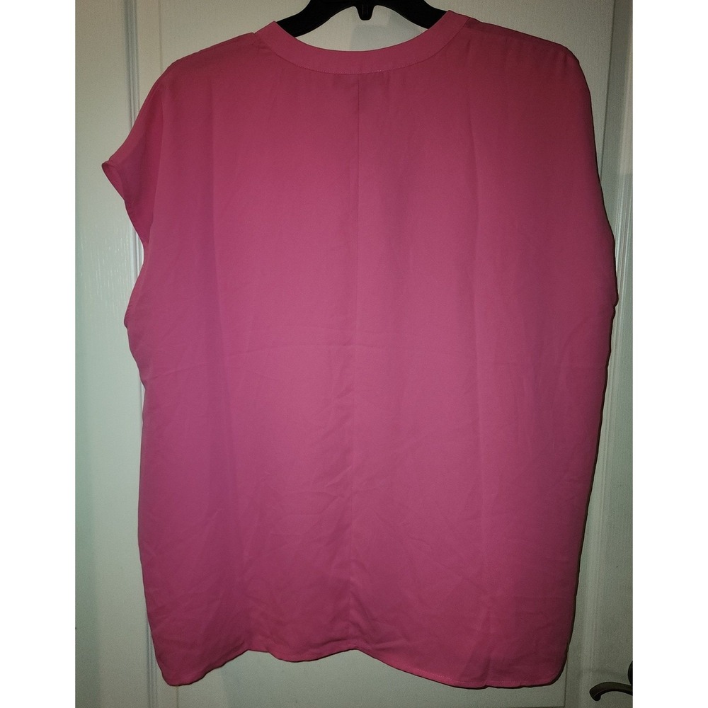 Eloquii Pink Sleeveless Split Neck Blouse Hidden Button Down Top Plus Size 16 - Picture 2 of 12